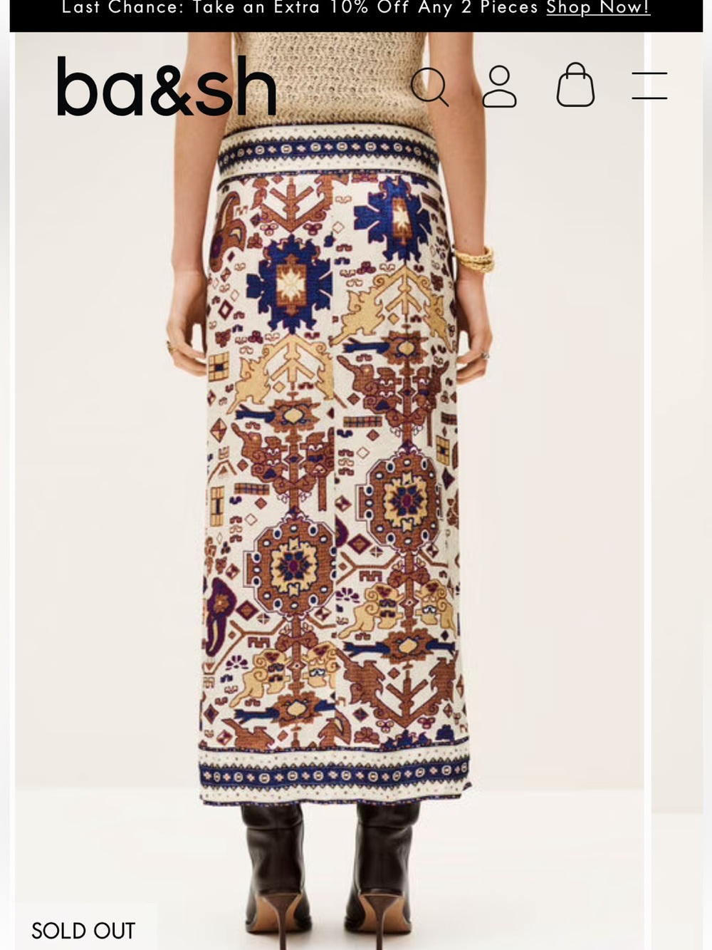 NWT Ba&sh Varper skirt. Wrap style. Ecru. Size 38.